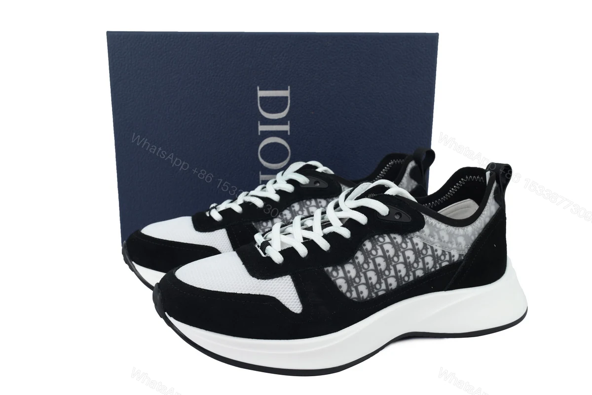 View 6 of Dior B25 Oblique Runner Sneaker Black Suede 3SN259YUH_H960
