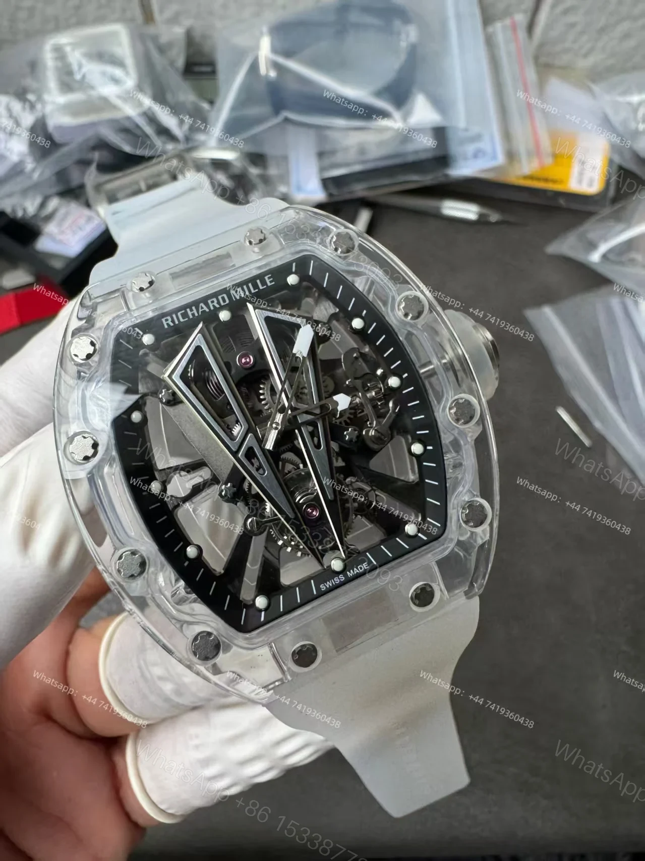 View 4 of Super Clone Richard Mille RM 27-03 Raging Bull Sapphire Crystal Skeleton Tourbillon 1:1 Replica Watch