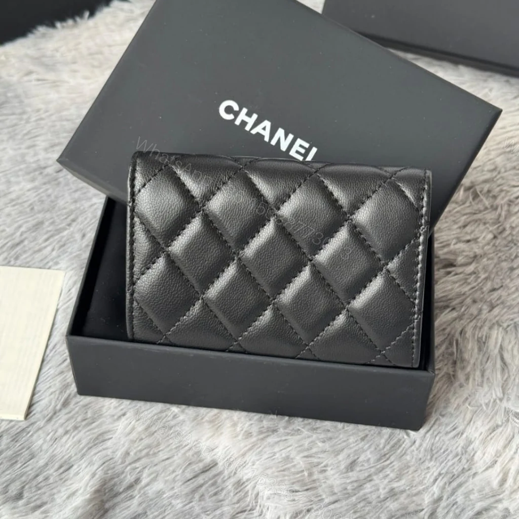View 3 of Chanel Classic Card Holder With Gold Hardware Black 11Cm