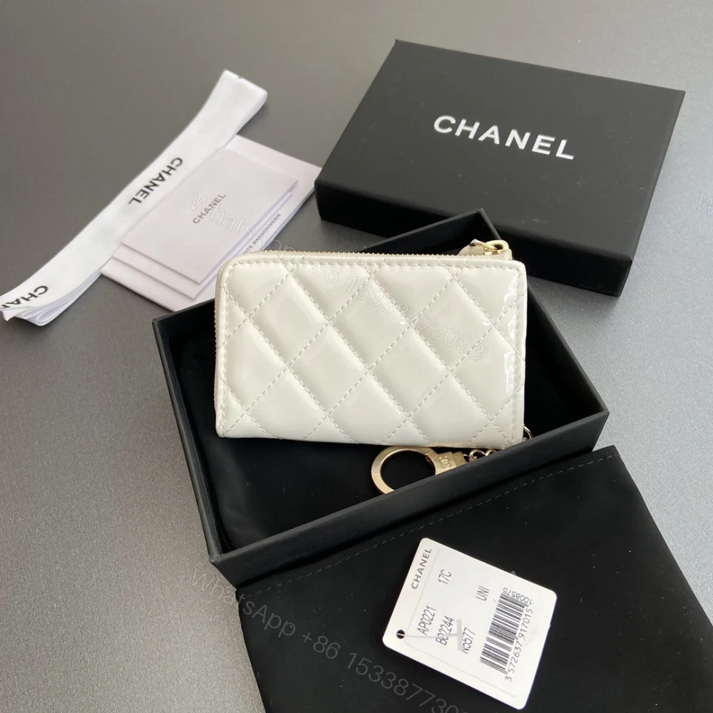 View 2 of 高仿Chanel*AP0221零錢包白色漆皮金扣免檢版