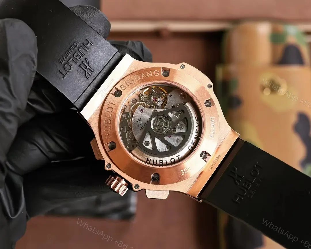 View 6 of Super Clone Hublot Big Bang Black Dial Diamond Rubber Strap Premium 44MM HUBLOT-BB-BLK-DIA44