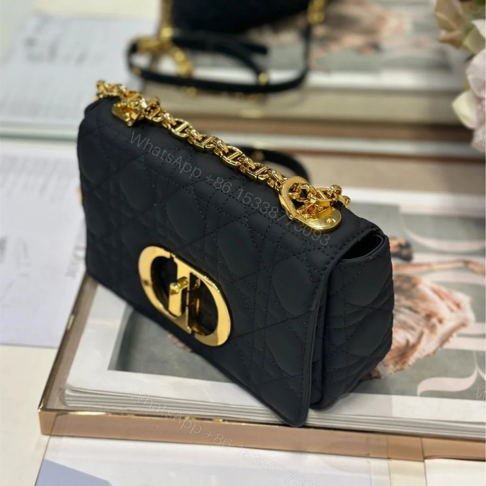 View 2 of 高仿Dior*Caro系列M9240M901小牛皮鏈條包黑金小號免檢版