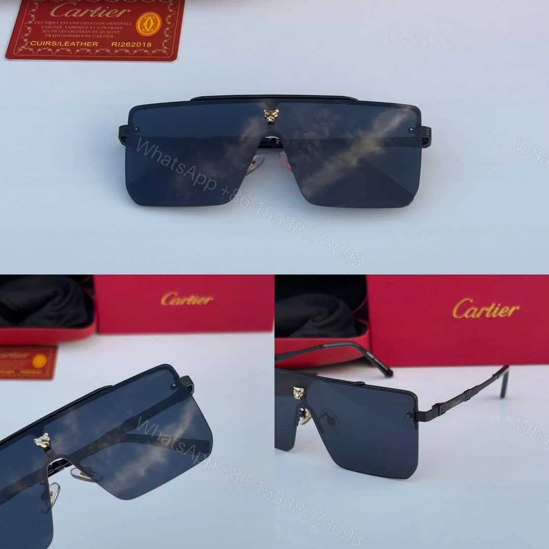 View 2 of First Copy Cartier 24034 Full Black Sunglasses