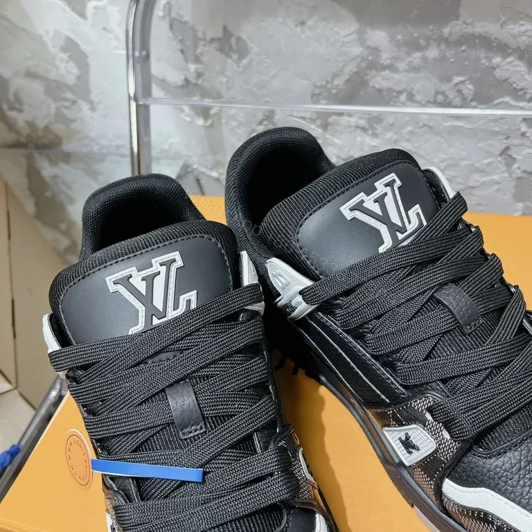 View 3 of Checkerboard Leather Sneaker: Luxury Casual Luxury, LV-Inspired Black/White Shoes