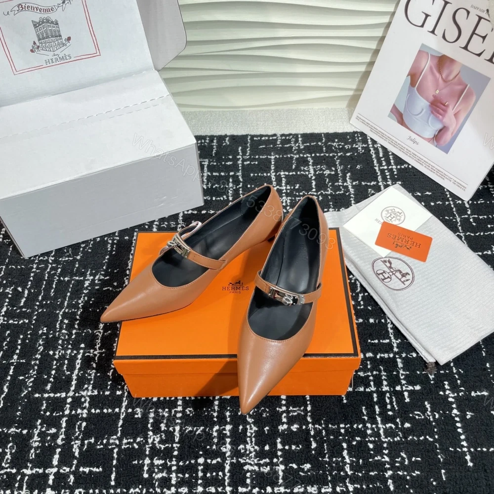 View 5 of 高仿Hermes*Kelly系列H251007Z04小牛皮高踭鞋棕色4CM免檢版
