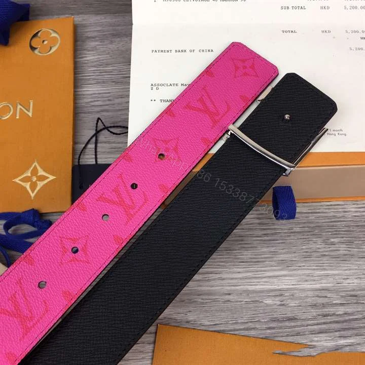 View 3 of LOUIS VUITTON INITIALES 40MM REVERSIBLE BELT PINK – B81
