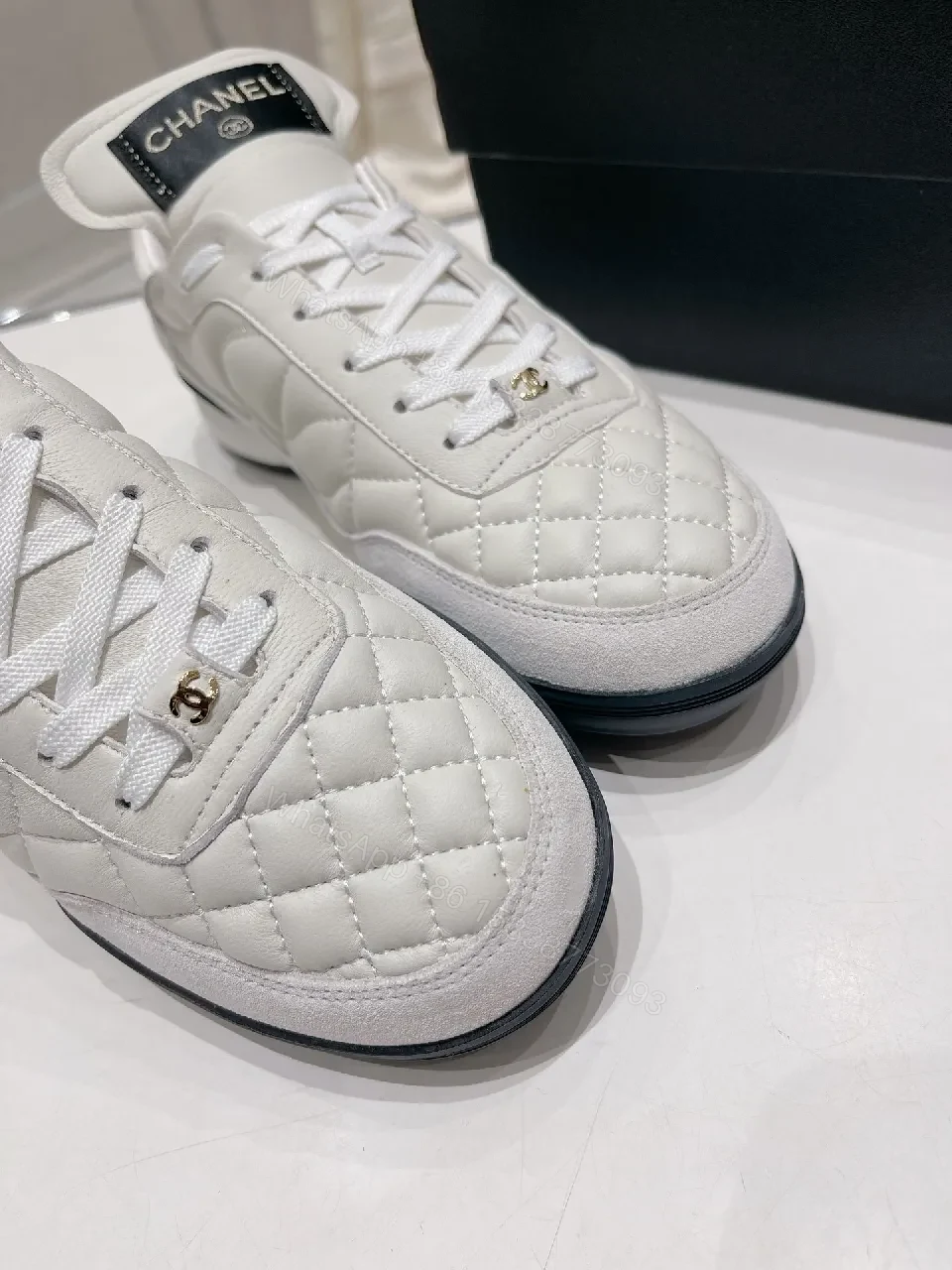 View 2 of Quilted White High-Top Sneakers, Luxe Comfort, Designer-Inspired