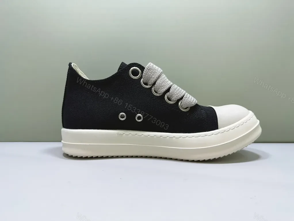 View 2 of Black Canvas Sneakers with Thick Off-White Sole - Luxury Casual Sneakers