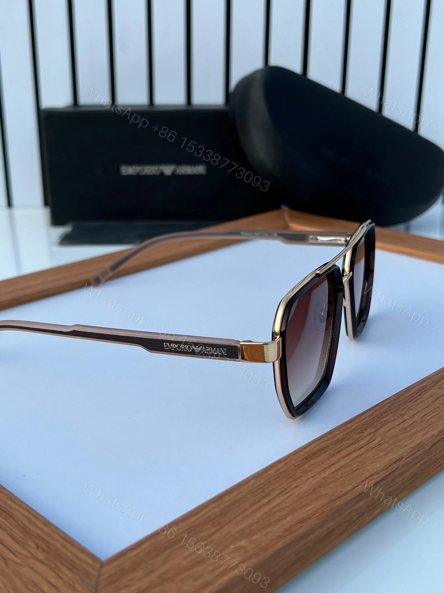View 3 of Emporio Armani Square Brown Gradient Sunglasses