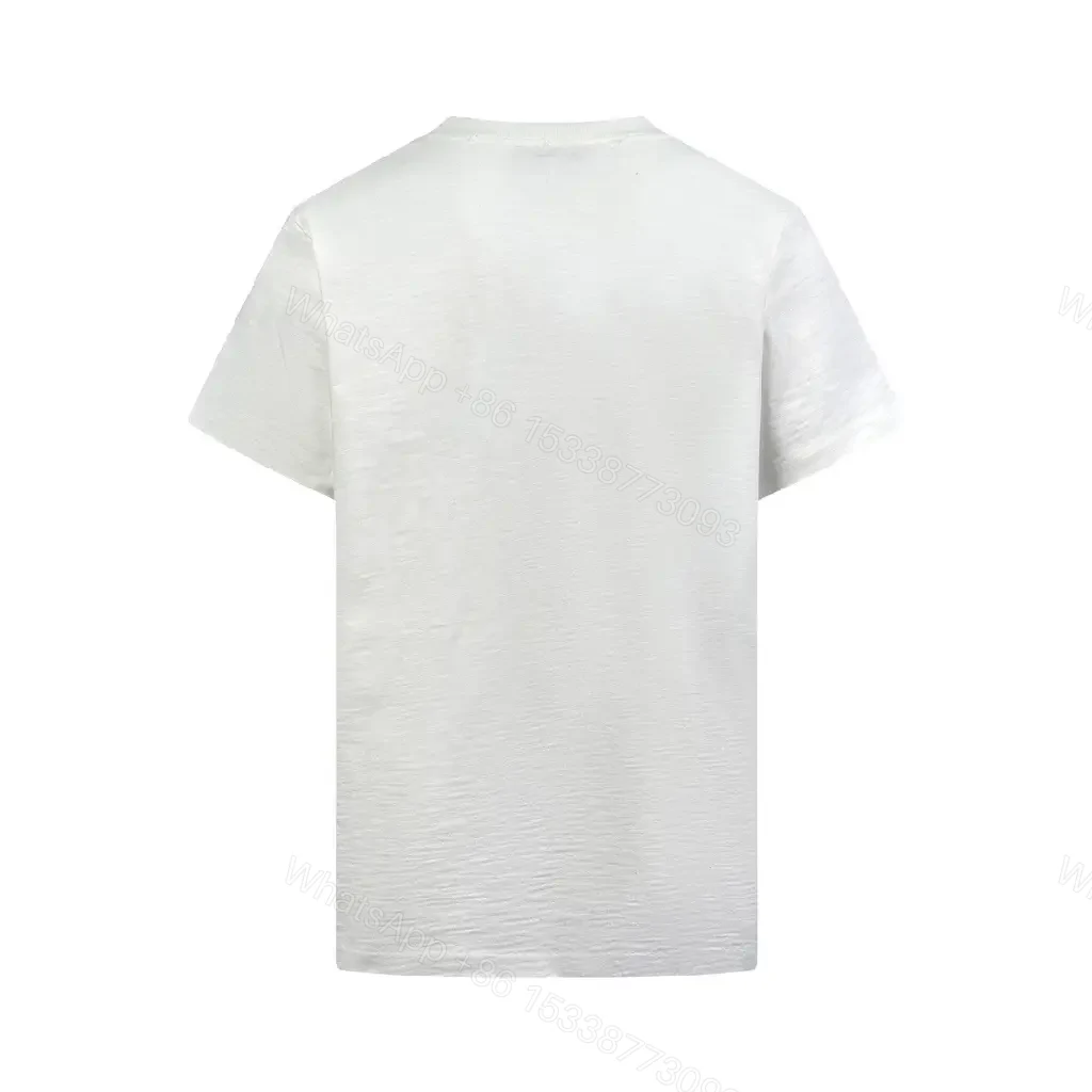 View 10 of White Cotton Tee - Handwritten Blue Dior Print, Relaxed Fit, Easy Luxury