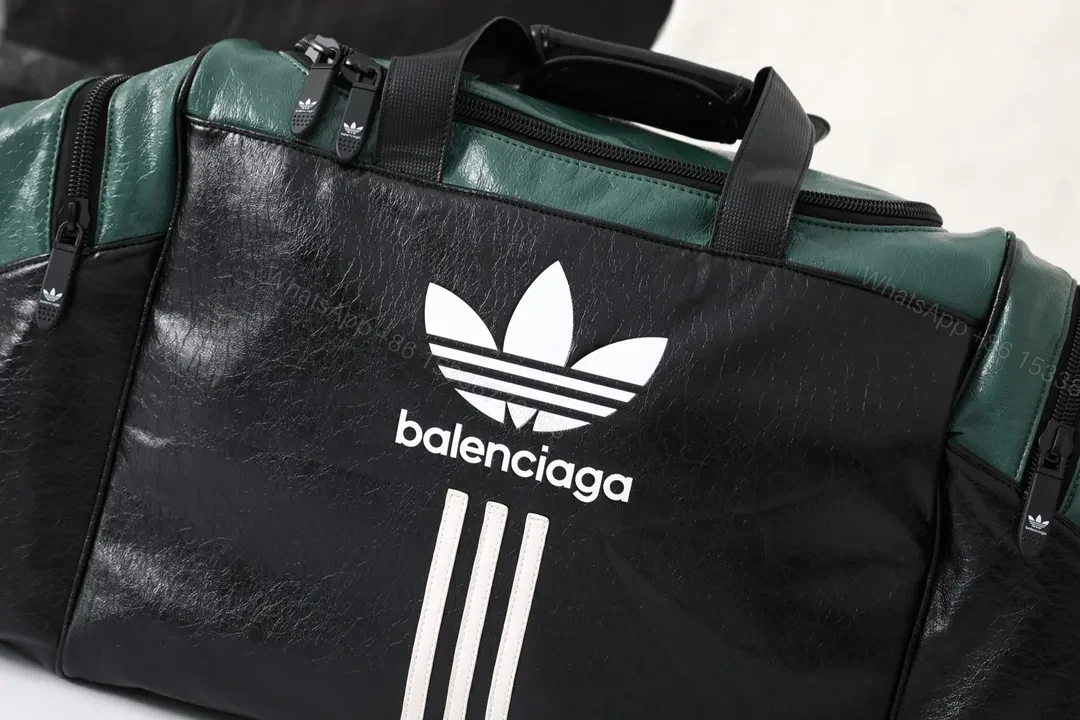View 9 of Bold Black-Emerald Contrast Weekender, Iconic Three-Stripes Finish