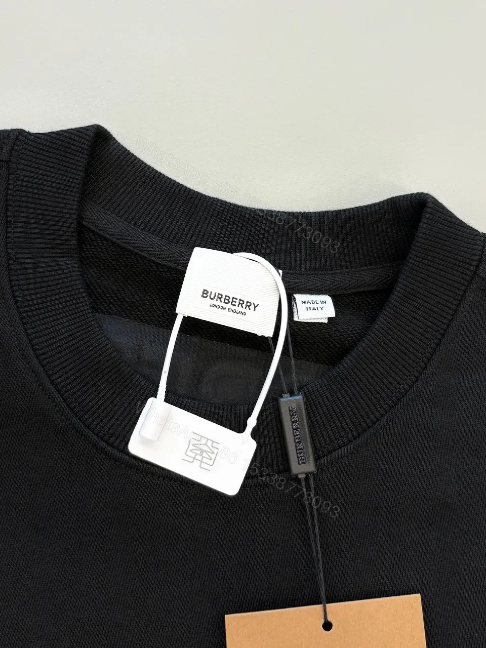 View 3 of Black Silk-Edge Embellished Crewneck Knit Sweater, Men