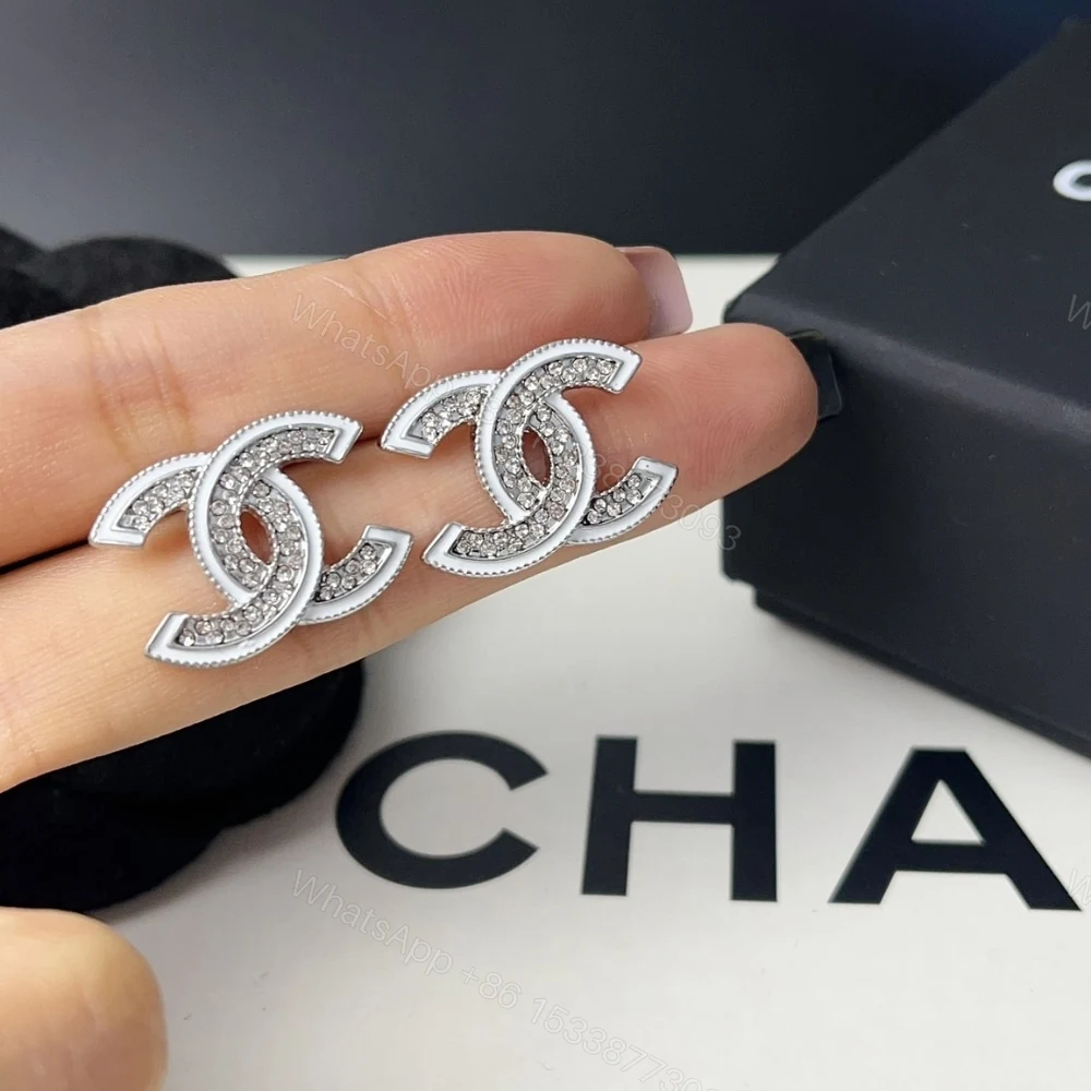 View 3 of CHANEL STUD EARRINGS SILVER WHITE AND CRYSTAL ABE867 B19263 NADDV