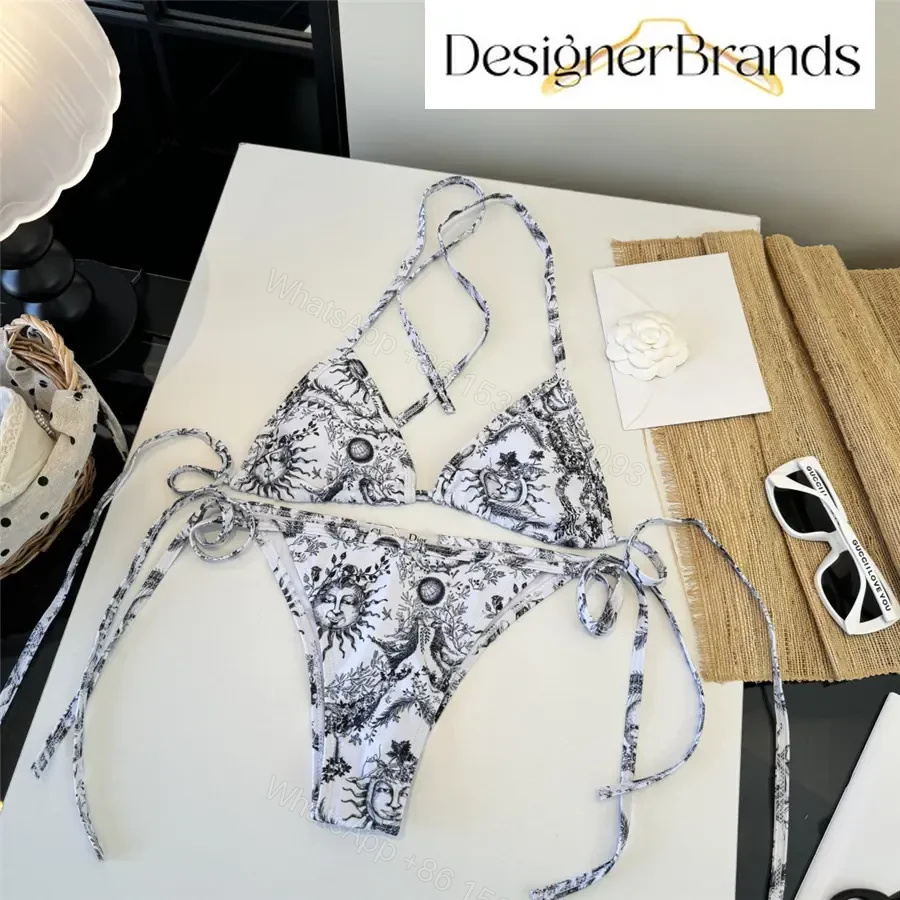 View 2 of Dior Toile de Jouy Soleil Black and White Two-Piece Bikini Set