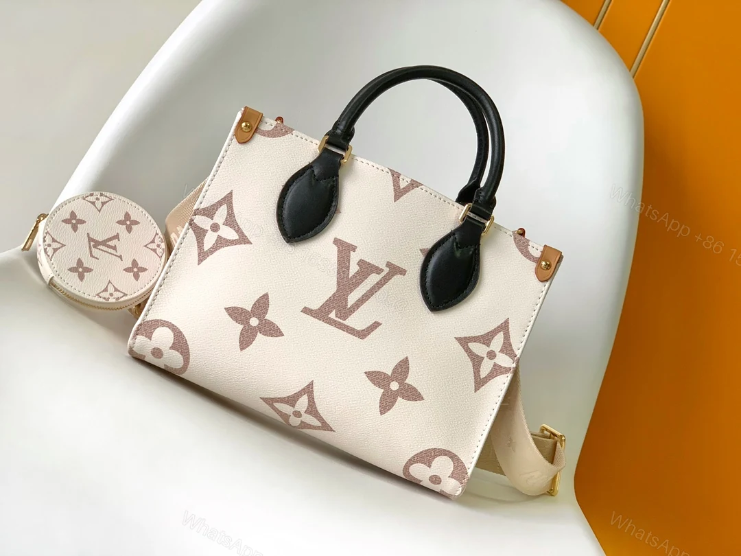 LV 原單Mini Onthego粉白帆布手提包附硬幣包雙肩背帶款 — view 1
