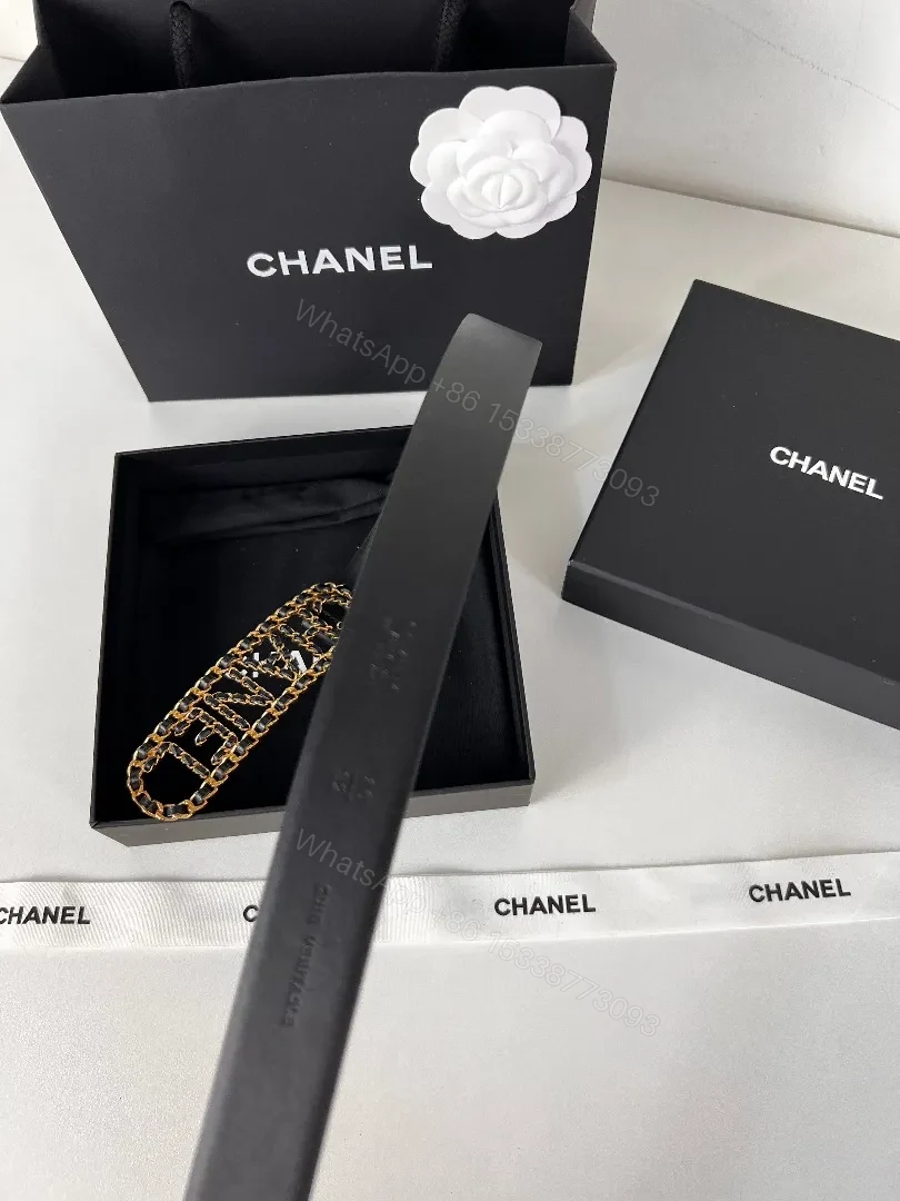 View 7 of Gold Chain Belt: Black Leather, Luxe Minimalist Style, Adjustable