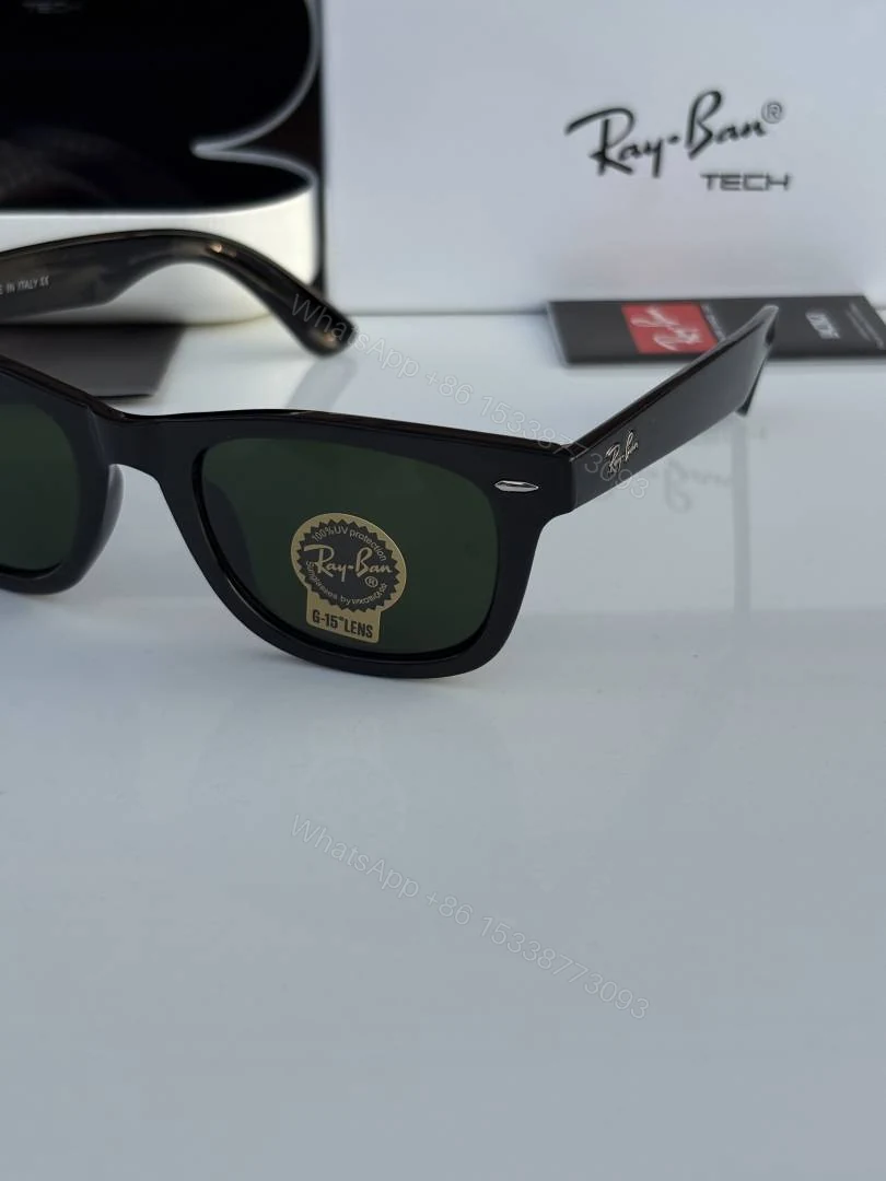 View 5 of First Copy Ray Ban 2140 Wayfarer Black Green Men’s Sunglasses Glass Quality