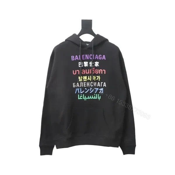 View 3 of Balenciaga Clothes Languages Hoodie Black Multi