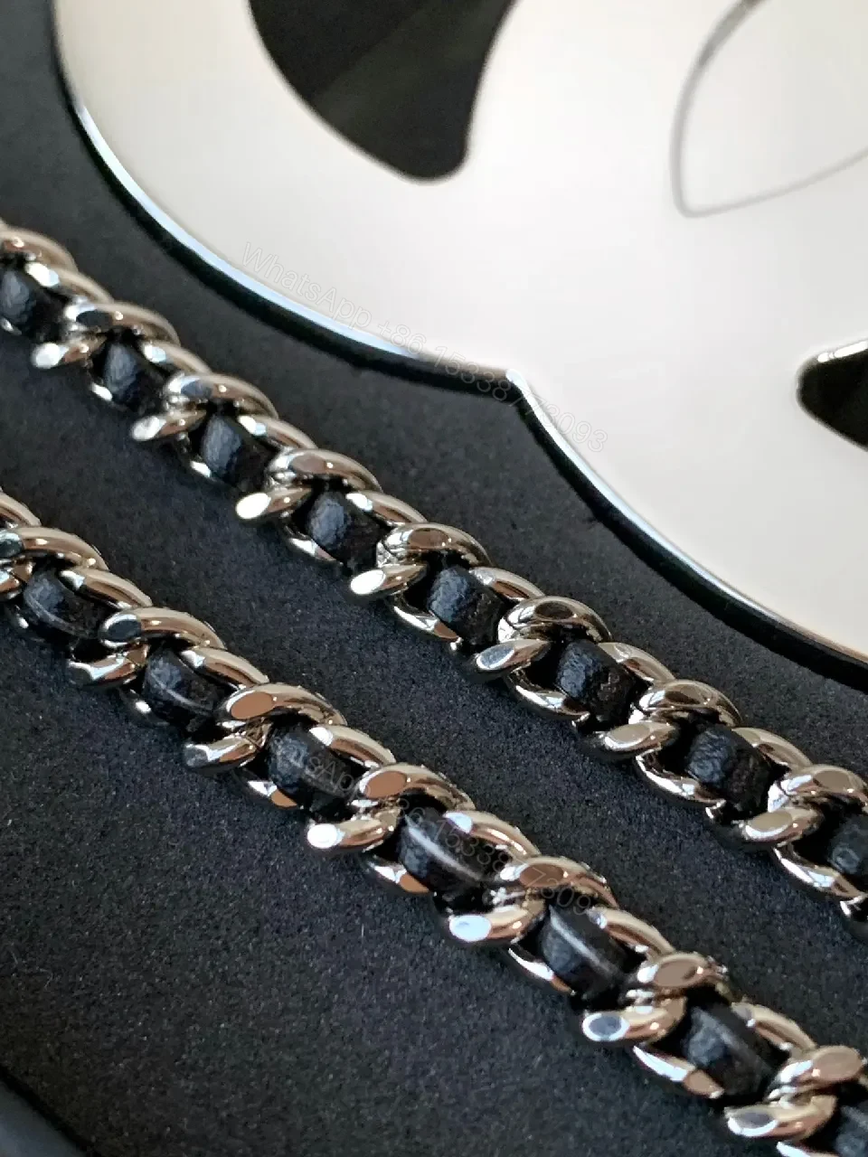 View 4 of Bold Silver Chain & Logo Necklace Set - Statement Piece