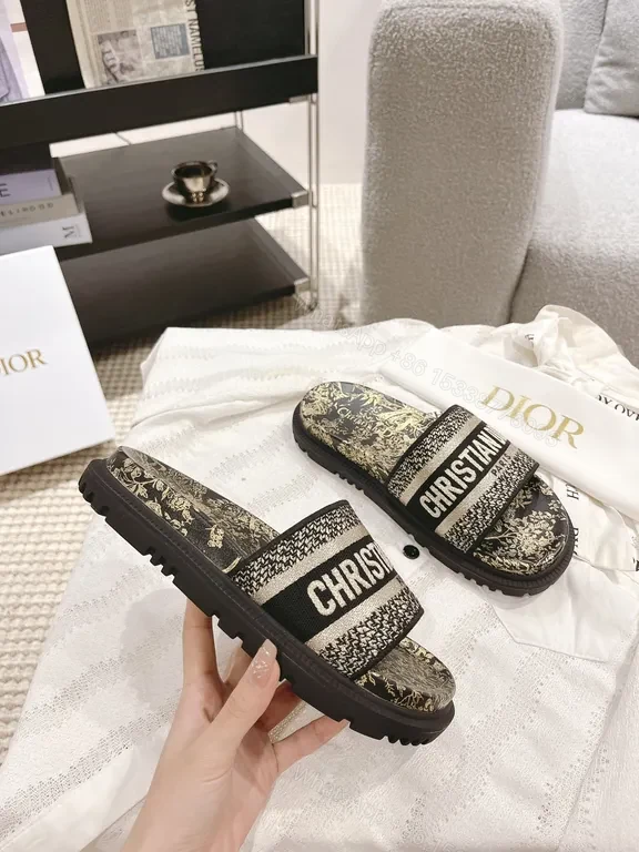 View 2 of Chic Dior-Inspired Slides: Luxe, Comfortable, Branded Footwear