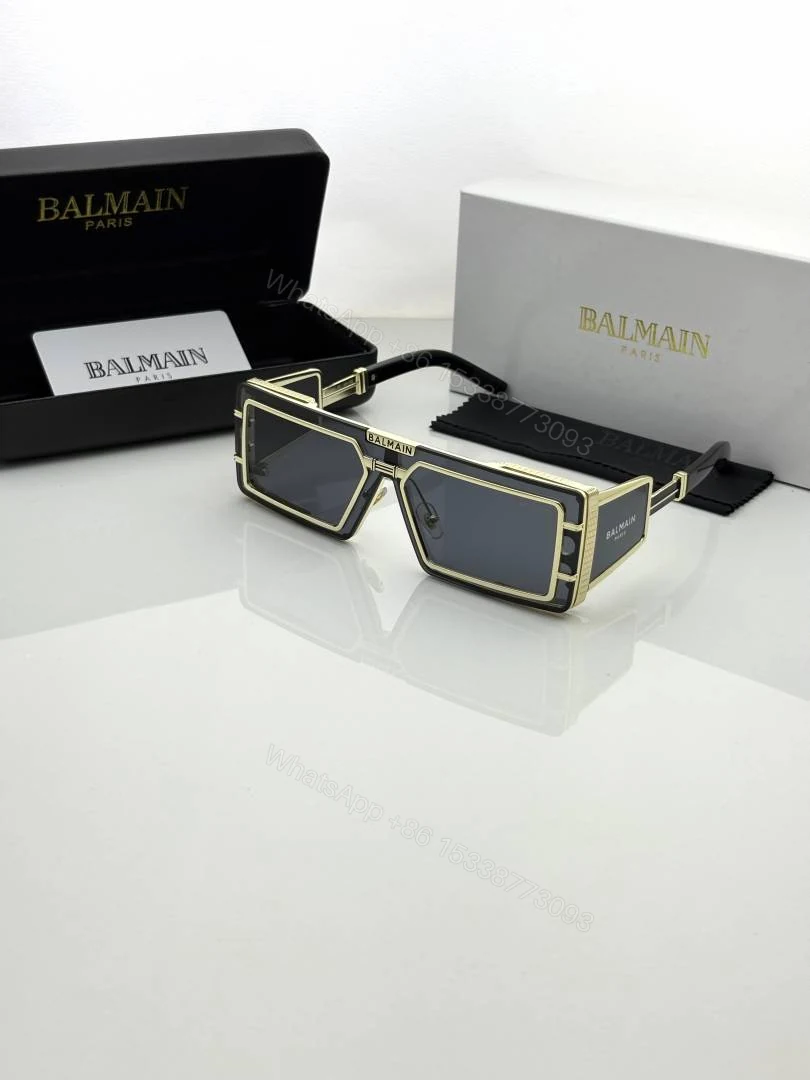 First Copy Balmain Transparent Square Sunglasses Grey Lens Unisex UV Protection — view 1