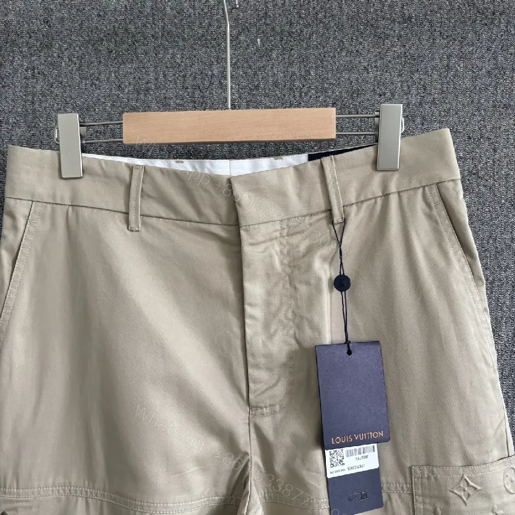 View 4 of Beige Cargo Pants with LV Monogram Patch