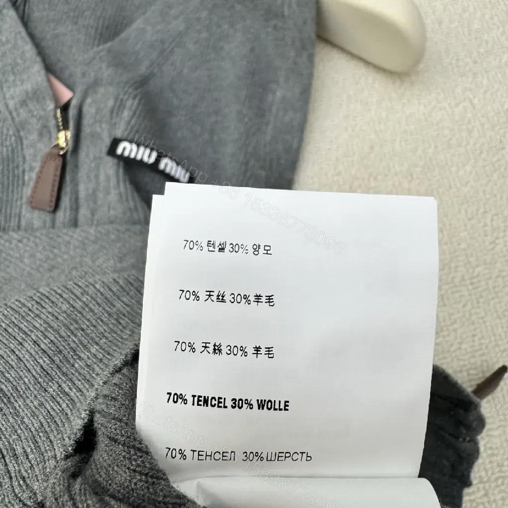 View 6 of Gray Wool Vest Zipper Miu Miu Style Front Pockets Vest