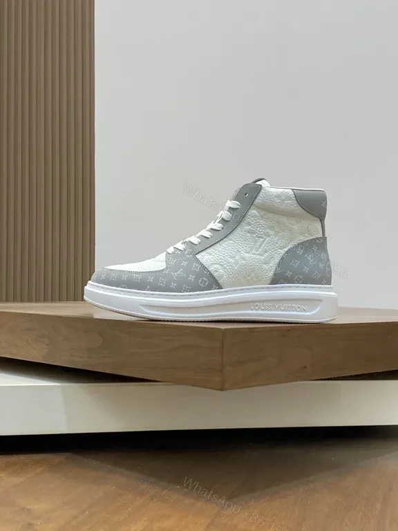View 3 of Textured LV-Inspired High-Top Sneakers for All-Day Comfort