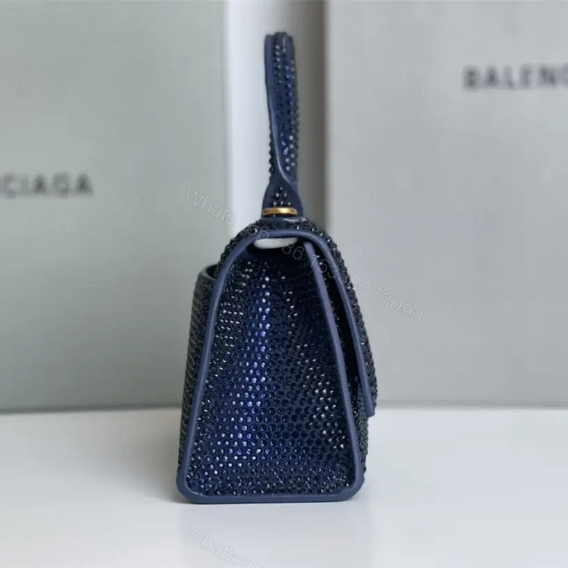 View 6 of 高仿Balenciaga*Hourglass系列沙漏包滿鑽深藍色XS