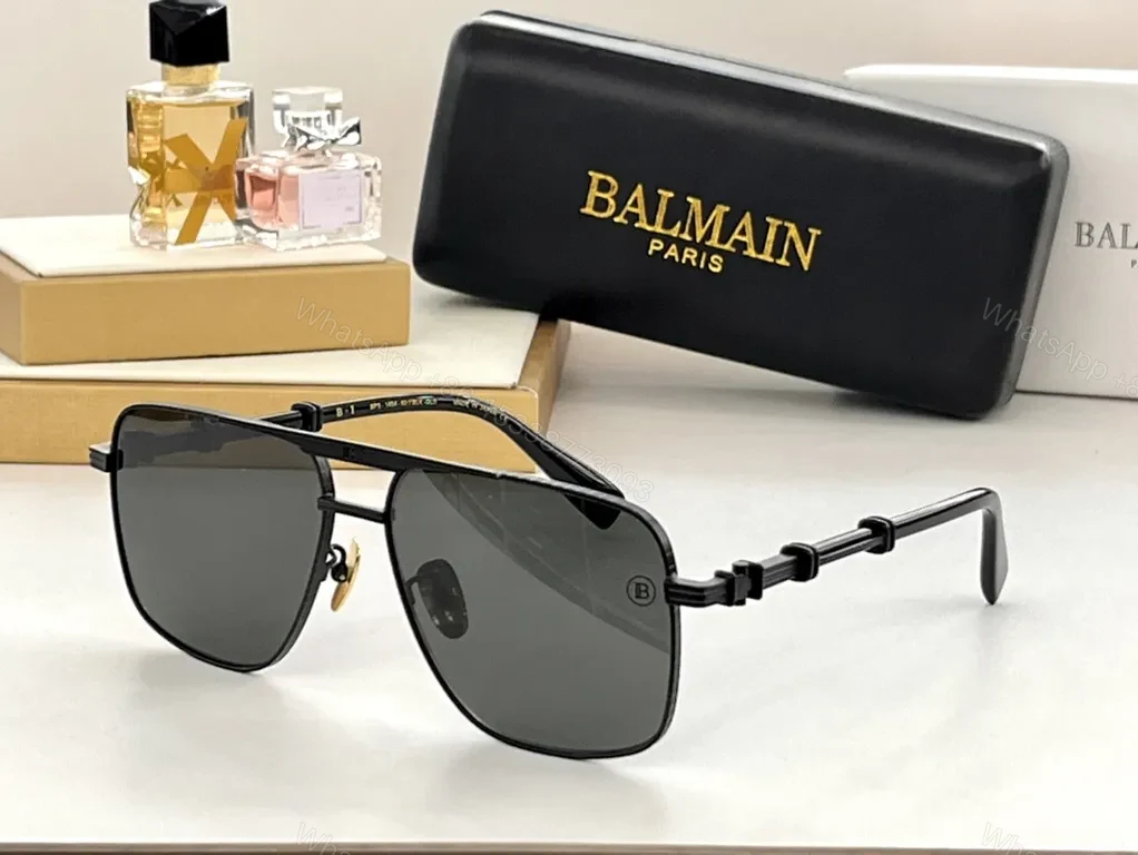 View 9 of Balmain-Inspired Chain-Link Aviator Sunglasses with UV400 Lenses
