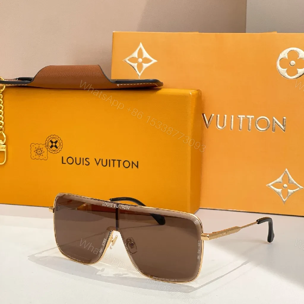 View 4 of Luxurious Monogram Shield Sunglasses: Premium Alloy, UV-Protection