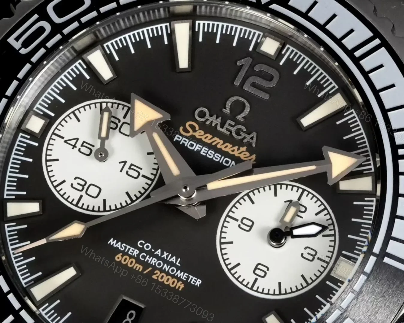 View 4 of Omega Seamaster Planet Ocean 600M Chronograph Beige Dial Burgundy Ceramic Bezel Rubber Strap Automatic OMG-PO600-CHRONO-21532465109001-BEIGE-RS