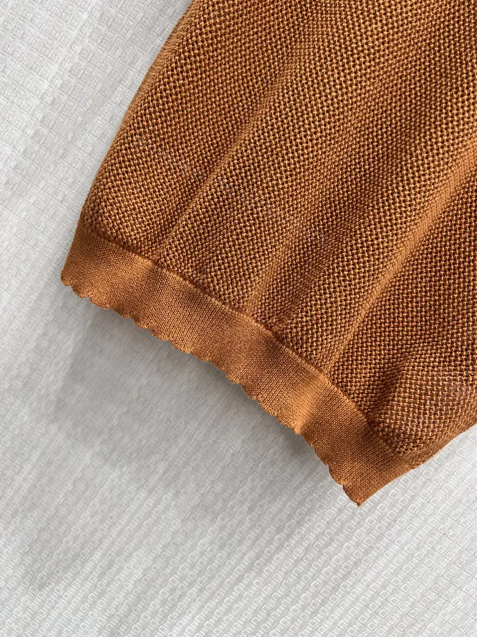 View 11 of Warm Brown Knit Top with White CH RISTIAN DIOR Band, Star, Open Weave Short Sleeve