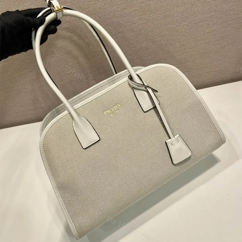 View 4 of 高仿Prada*Oversize系列1BG572織物手提包白色中號免檢版