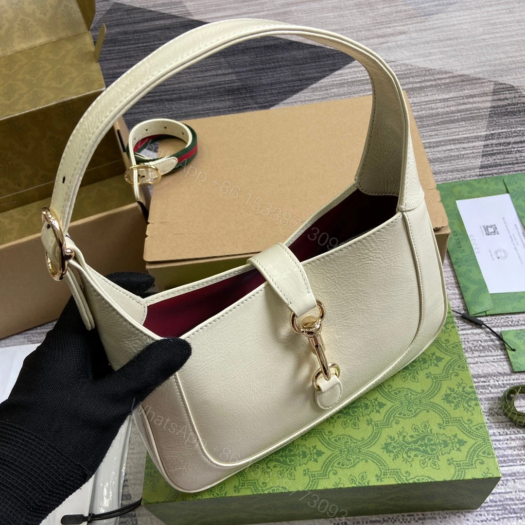 View 9 of JACKIE SMALL SHOULDER BAG 27 IN WHITE CRACKED LACQUER CALFSKIN GOLD HARDWARE