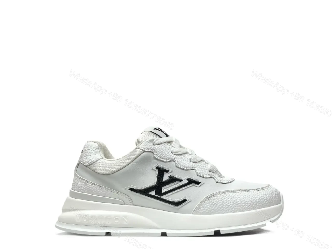 View 8 of White Leather Luxe High-Tops with LV Accent, Everyday Comfort