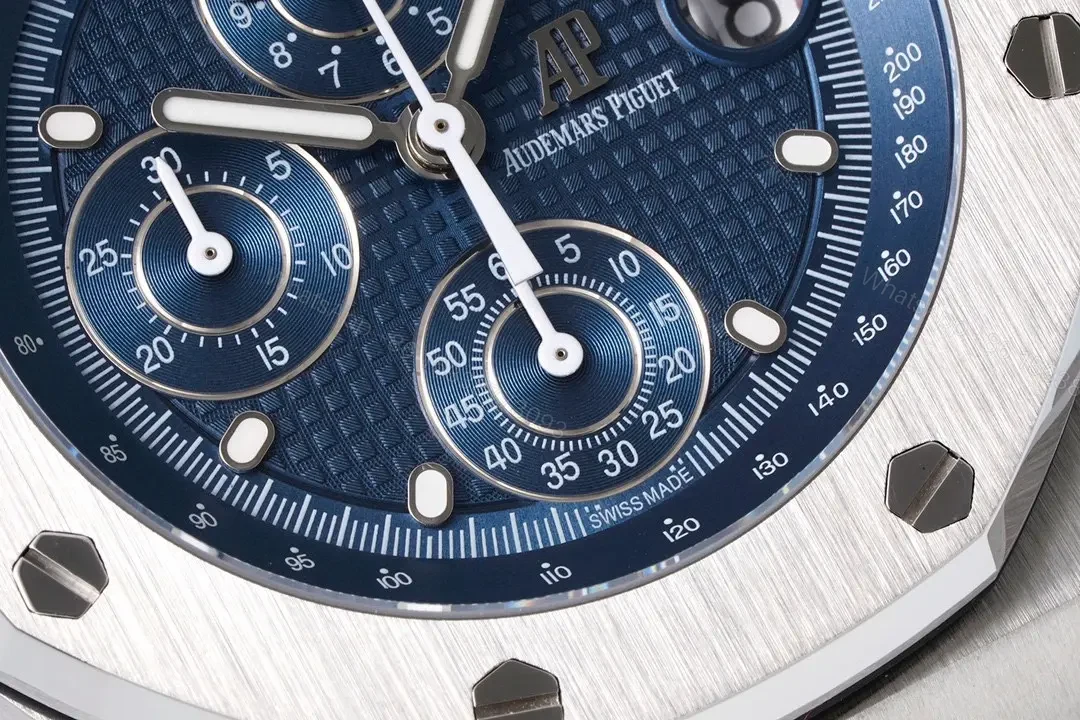View 5 of JF Factory Audemars Piguet Royal Oak Offshore Stainless Steel Bracelet Watch with Blue Dial and 4404 Chronograph Movement