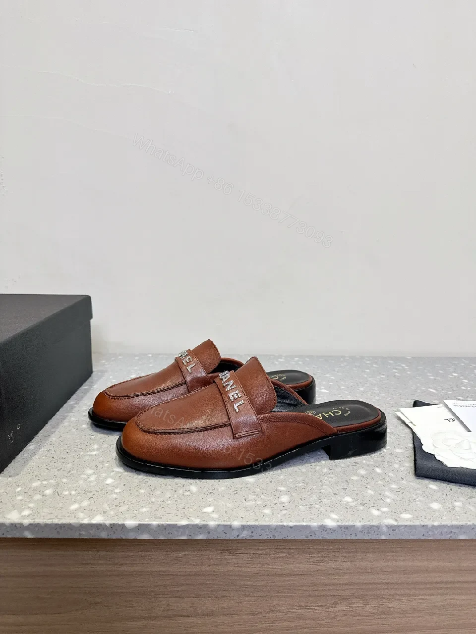 View 3 of Brown Leather Mules — Subtle Designer-Inspired Luxury Slip-Ons