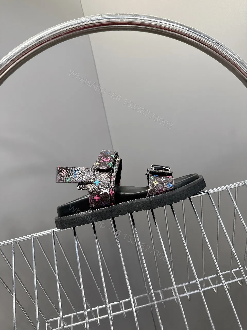 View 5 of Multicolor Monogram Sandals with Bold Straps - Luxe Comfort