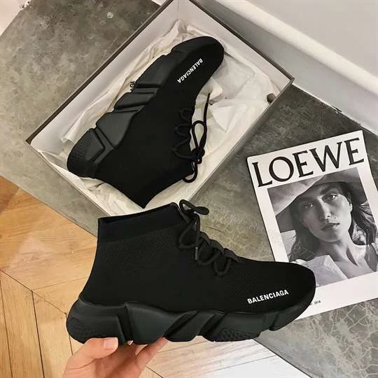 View 2 of BALENCIAGA MEN’S SPEED LACE-UP SNEAKER IN BLACK – BB163