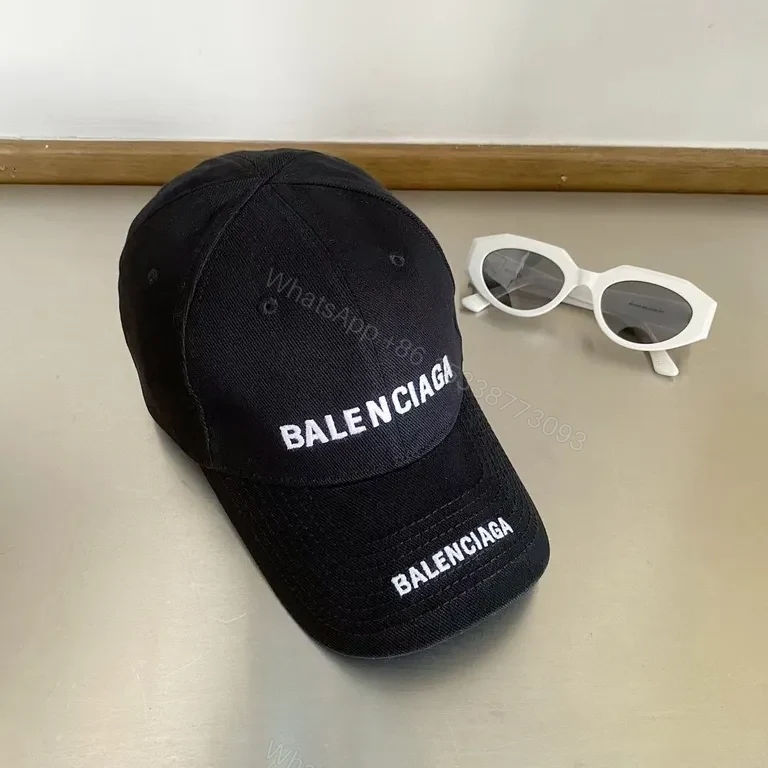 View 9 of Bold Black Balenciaga Cap â€” Luxury Cotton, Curved Bill, Adjustable Fit