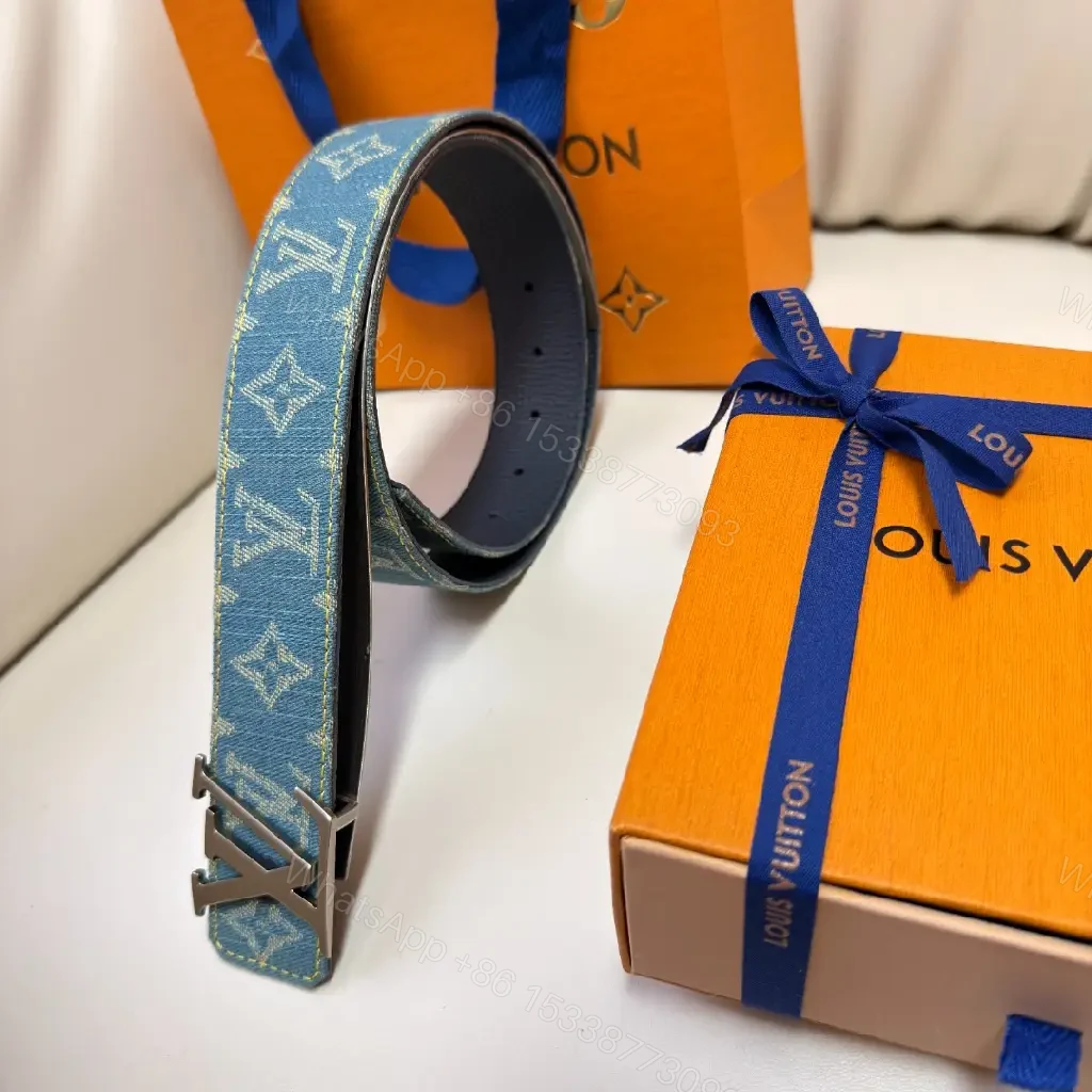 View 3 of Denim-Canvas Luxe Belt with Signature Monogram Buckle