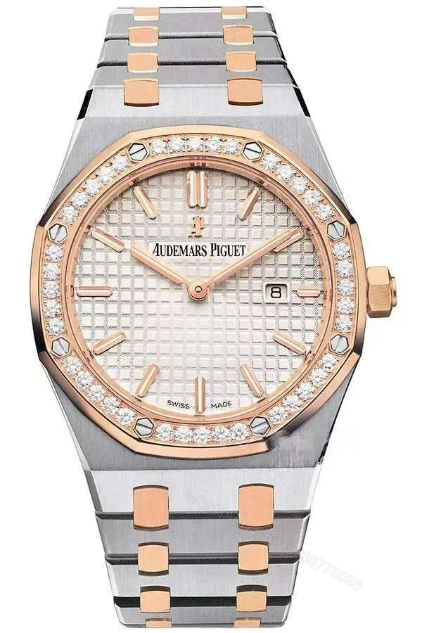 Audemars Piguet Super Clone Royal Oak 67651SR Rose Gold Diamond Bezel White Dial 33MM — view 1
