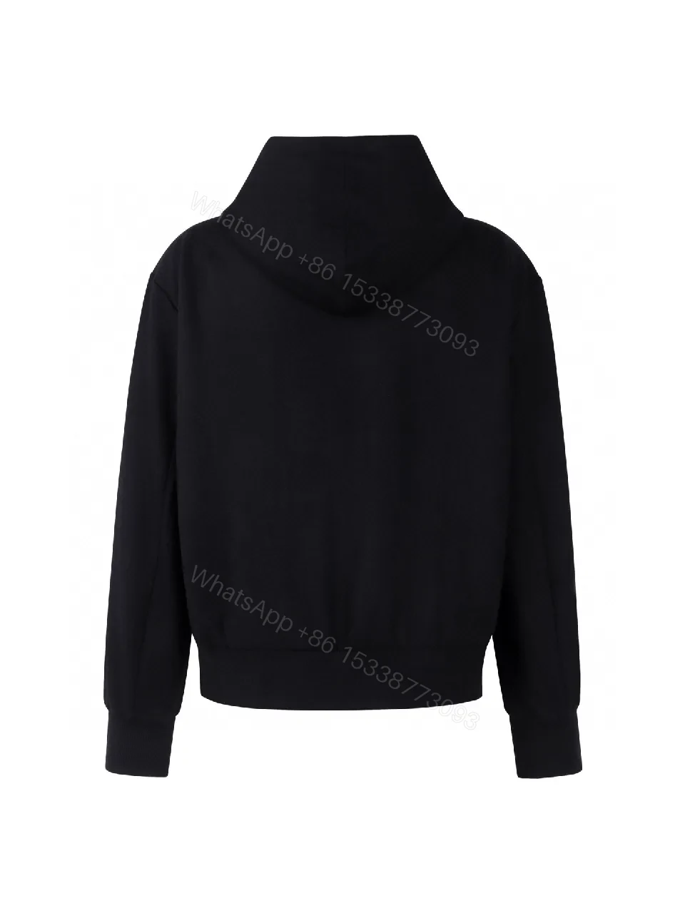 View 9 of Classic Black Zip Hoodie with Subtle LV Accent — Essential, Versatile Luxury