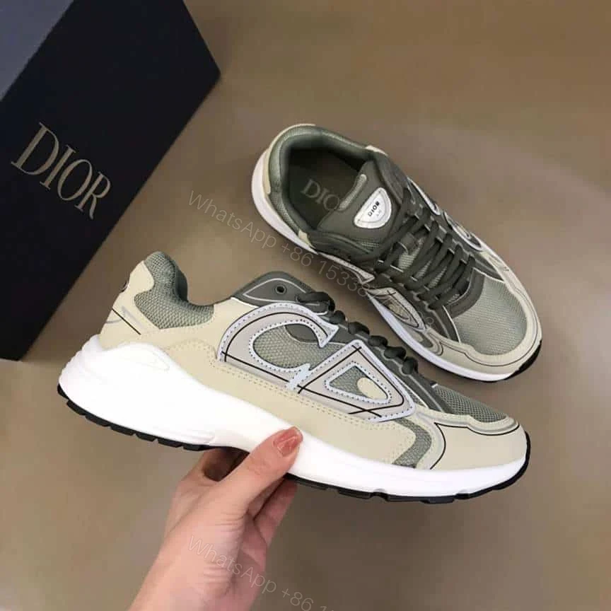 View 6 of DIOR B30 SNEAKERS OLIVE MESH AND CREAM TECHNICAL FABRIC – CD86