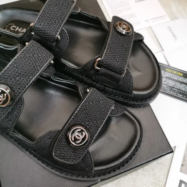 View 5 of Chic Chanel-Inspired Sandals: Luxury Comfort Black