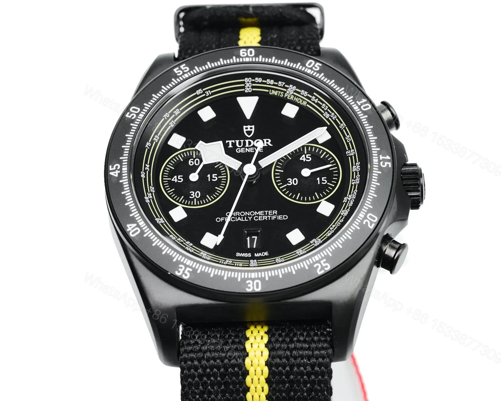 Tudor FXD Chronograph Black Dial Yellow Stripe Strap Premium 43MM TUD-FXD-YLW-43 — view 1