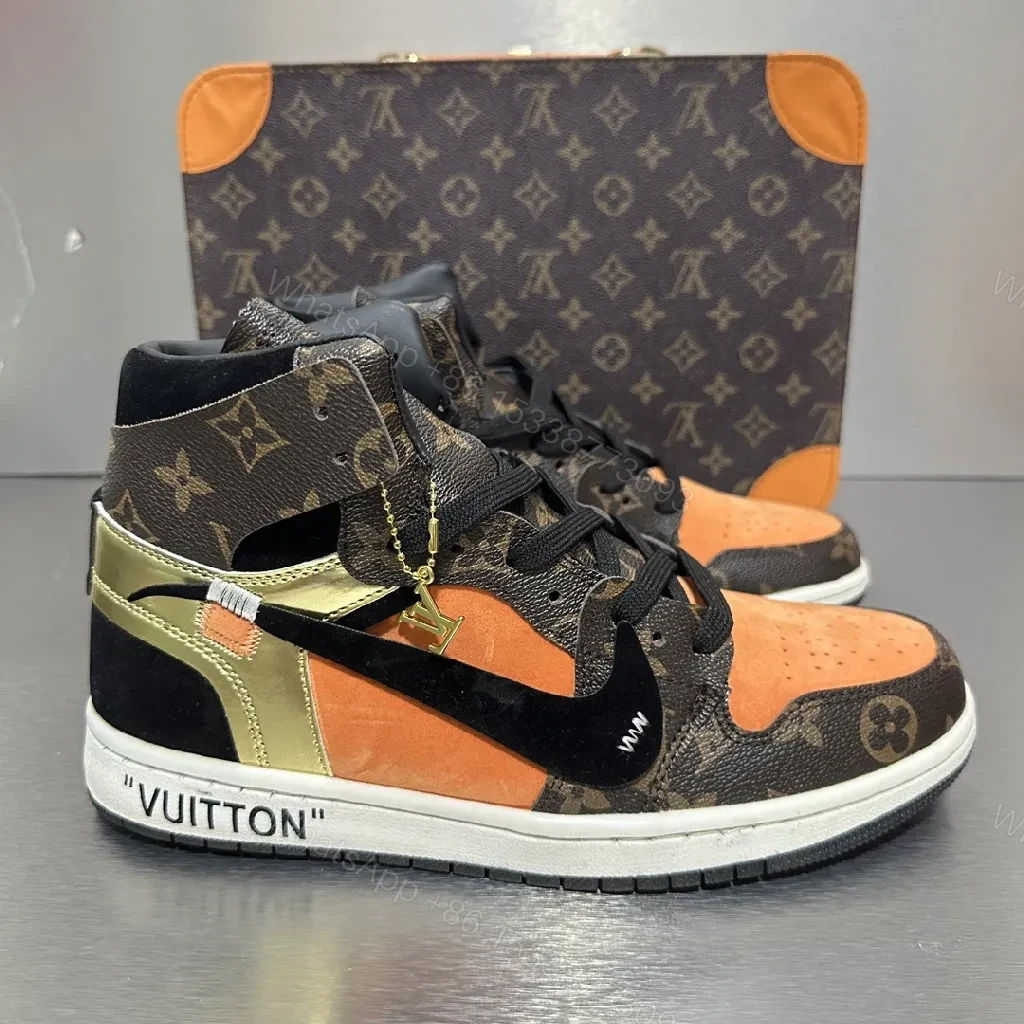 Bold Contrast Luxe High-Top Sneakers with Monogram Accents — view 1