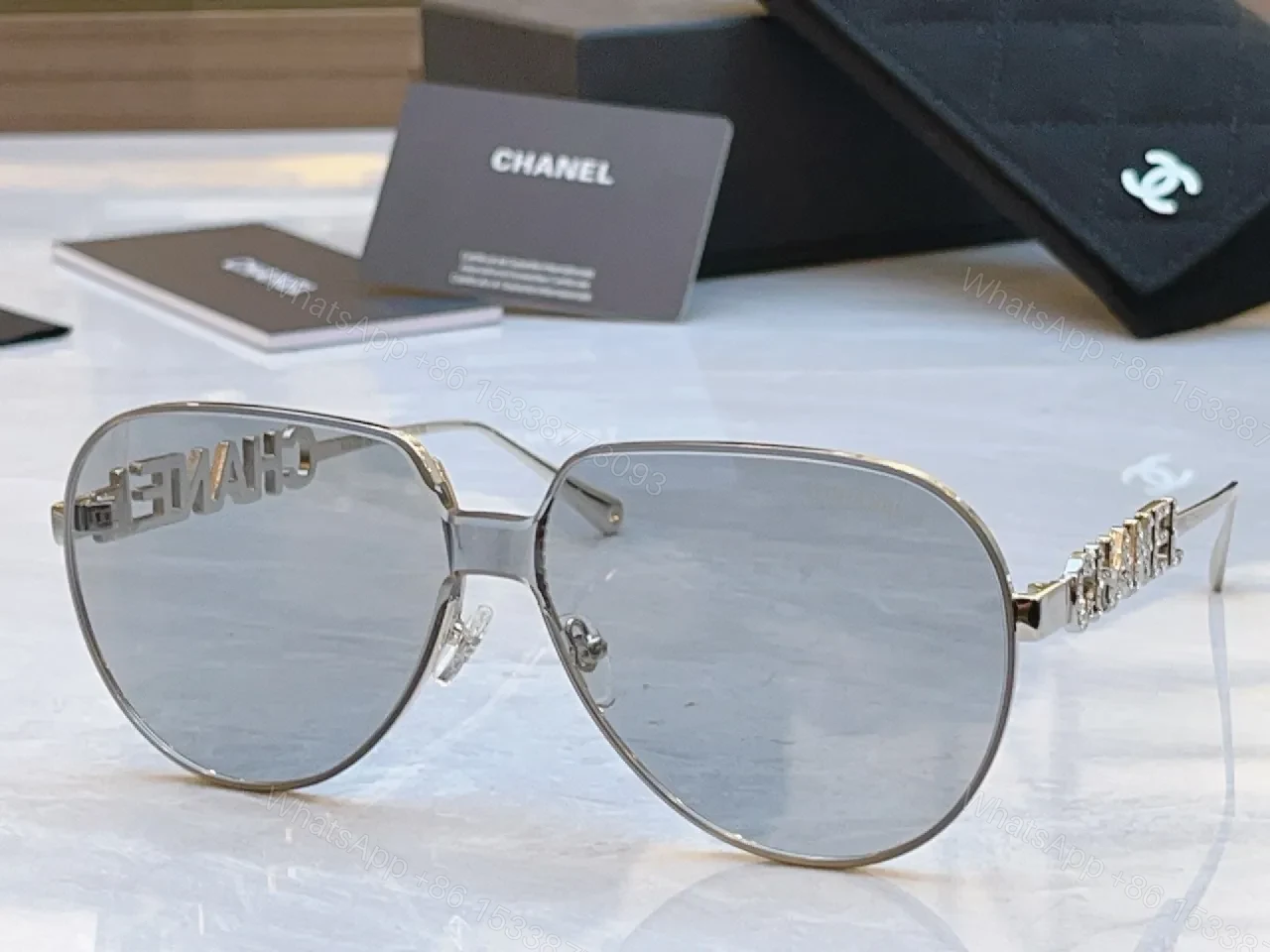 View 3 of Gem-Trimmed Aviators in Violet Luxe: Gold Frame, UV400