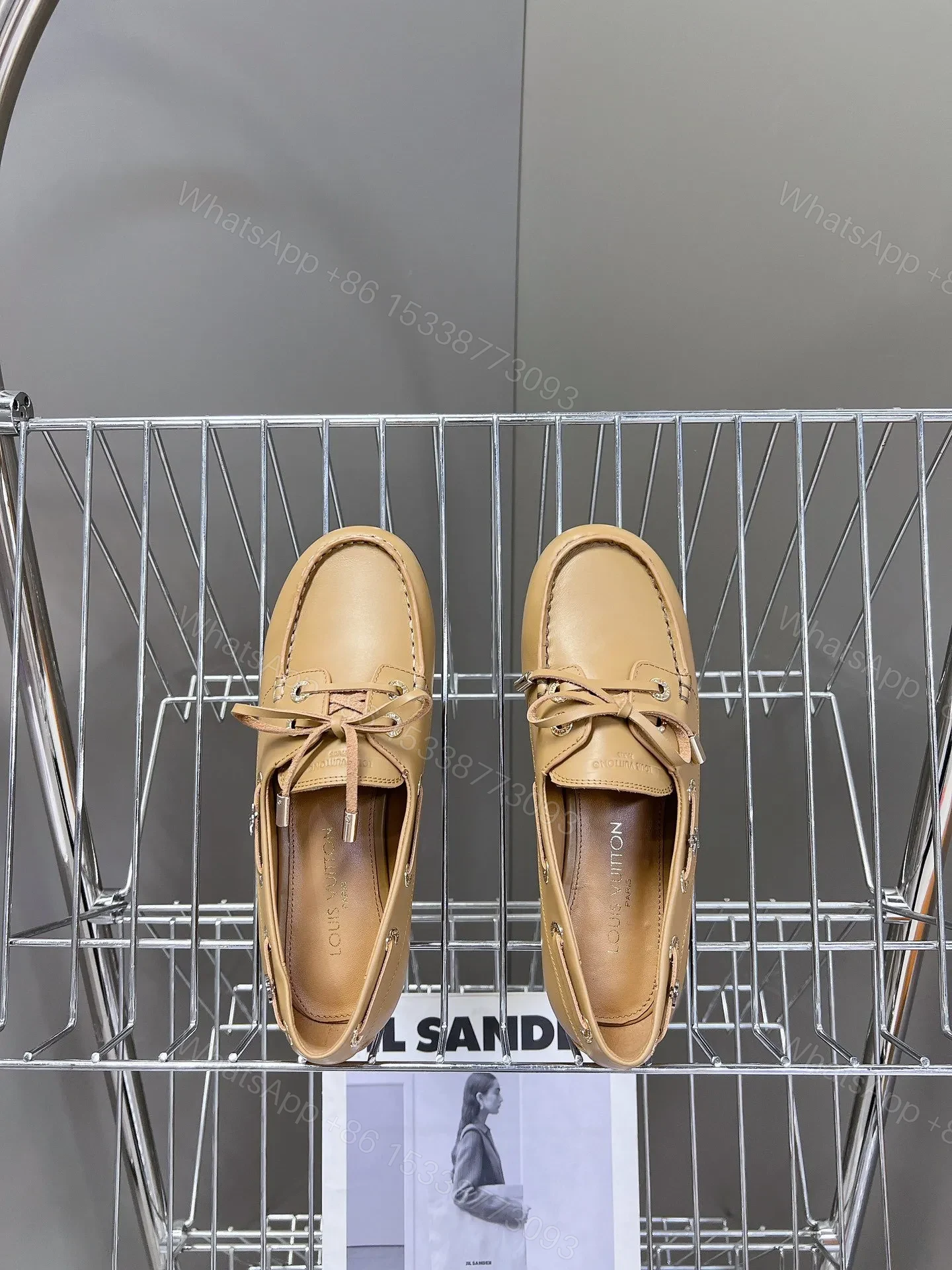 View 2 of LV Women Beige Leather Loafers
